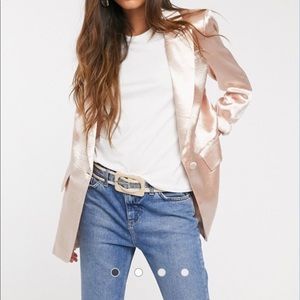 Blush pink satin blazer